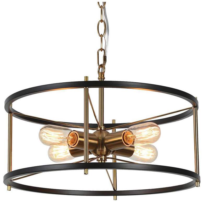 Image 1 4-Light Matte Black and Plating Brass Chandeliers
