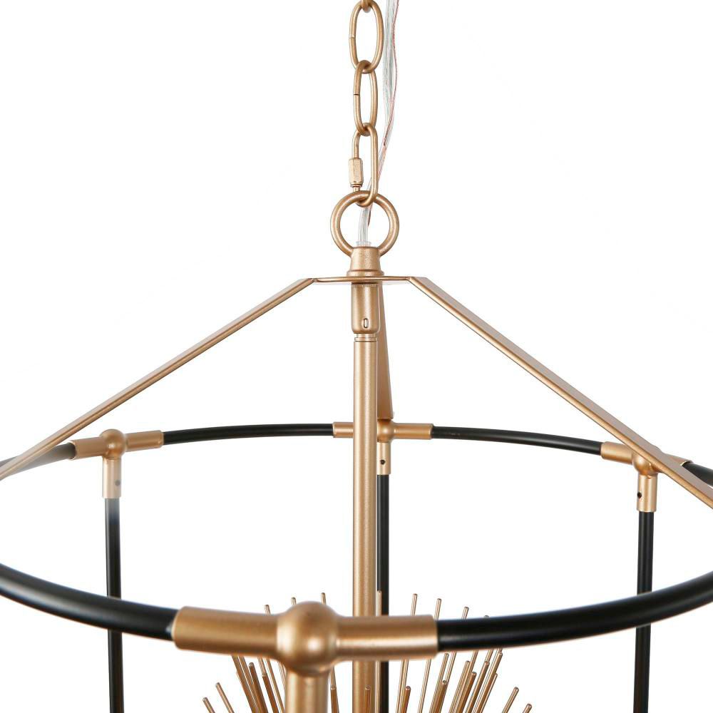 Image 3 4-Light Matte Black and Satin Gold Cage Chandeliers more views