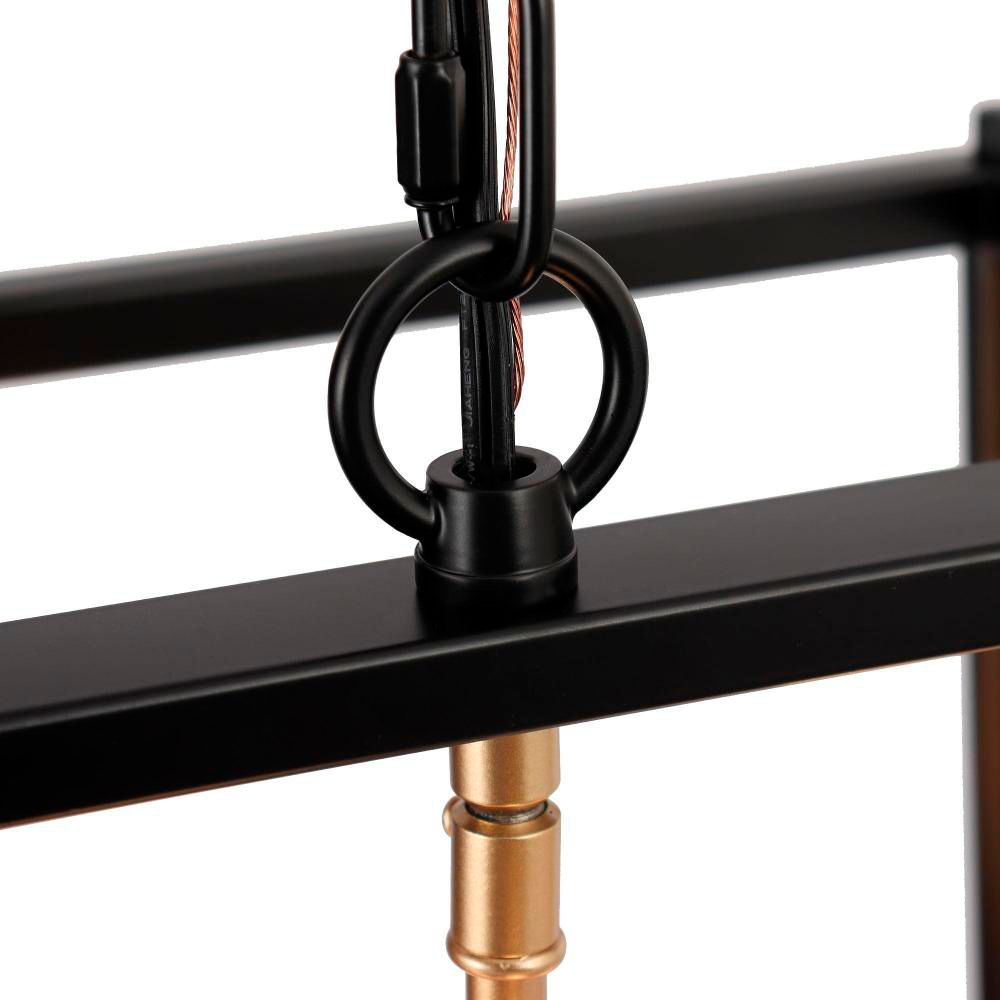 Image 4 4-Light Matte Black and Satin Gold Chandeliers with Frosted Glass more views