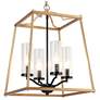 4-Light Matte Black and Satin Gold Chandeliers with Seeded Glass