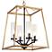4-Light Matte Black and Satin Gold Chandeliers with Seeded Glass