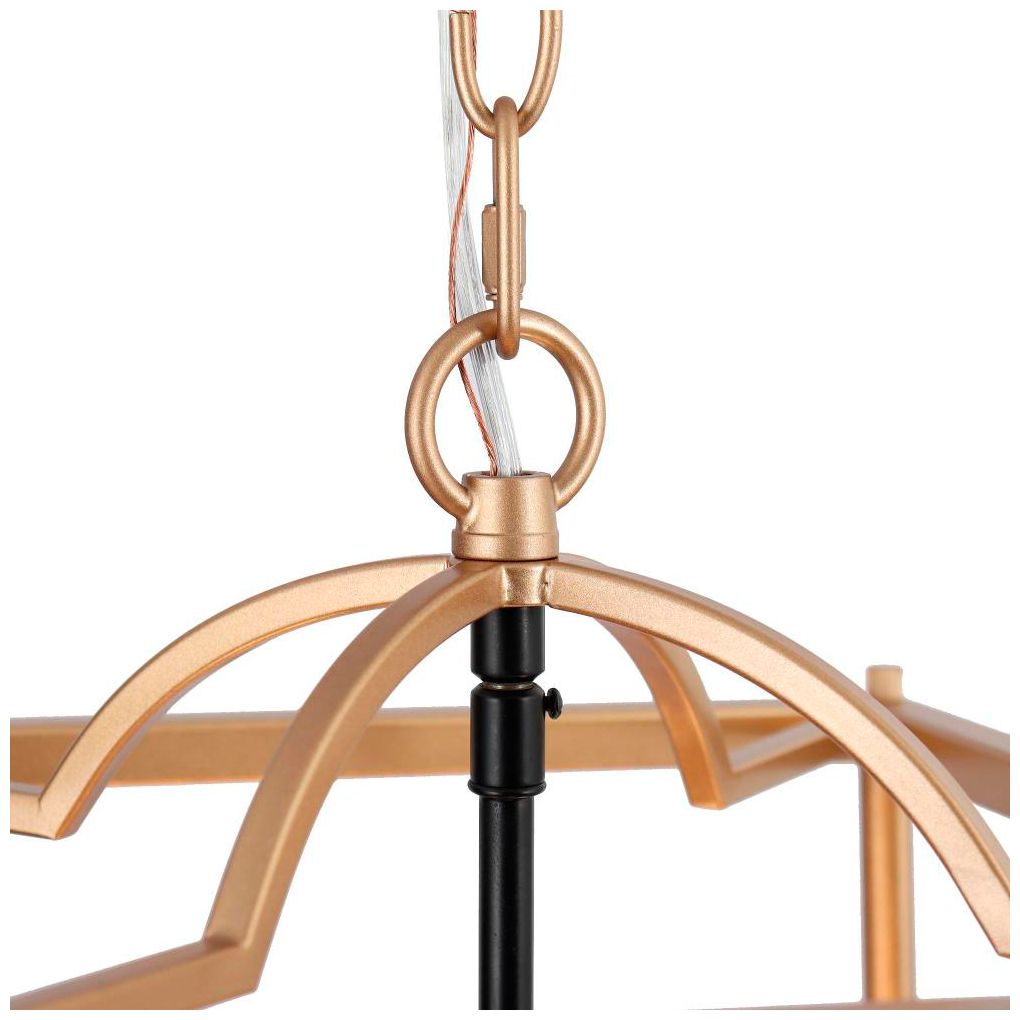 Image 4 4-Light Matte Black and Satin Gold Chandeliers with Seeded Glass more views