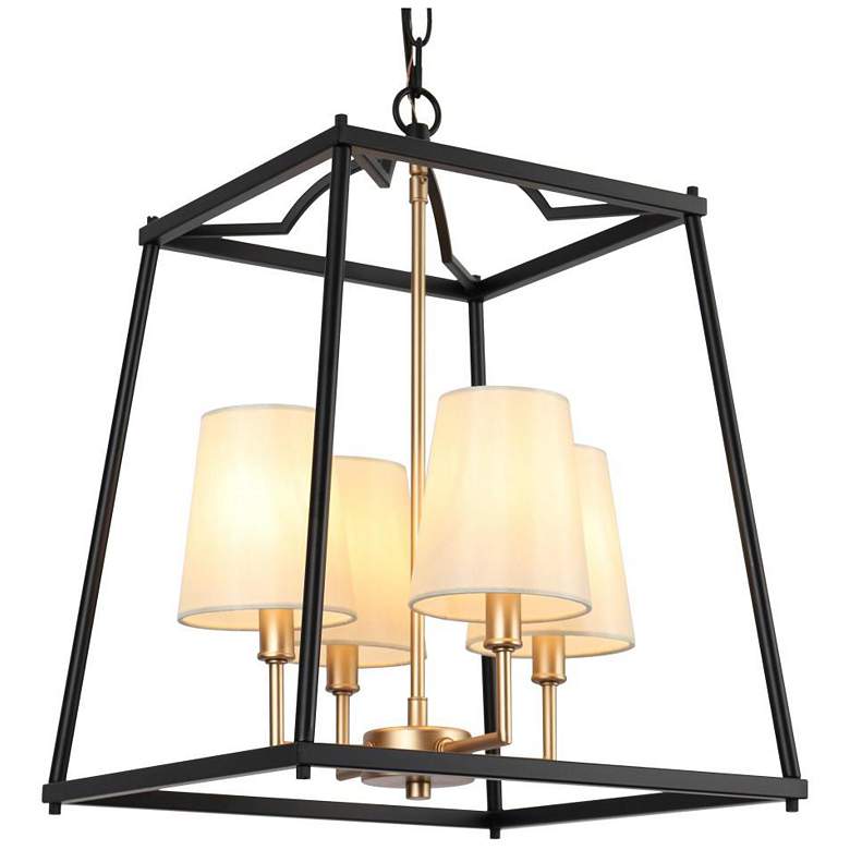 Image 1 4-Light Matte Black and Satin Gold Chandeliers