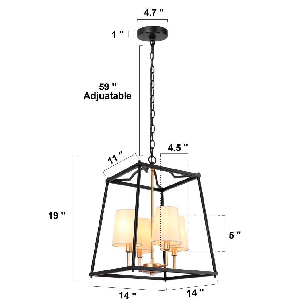 Image 2 4-Light Matte Black and Satin Gold Chandeliers more views