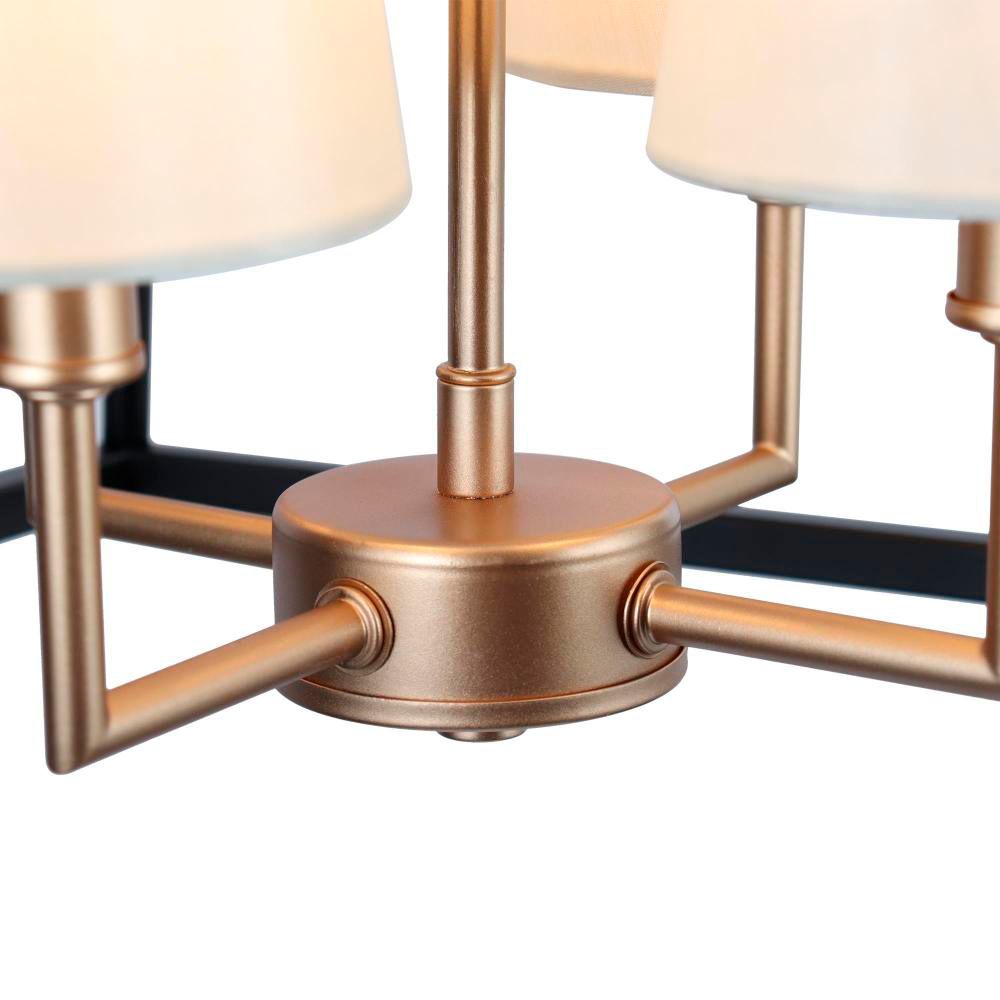 Image 5 4-Light Matte Black and Satin Gold Chandeliers more views