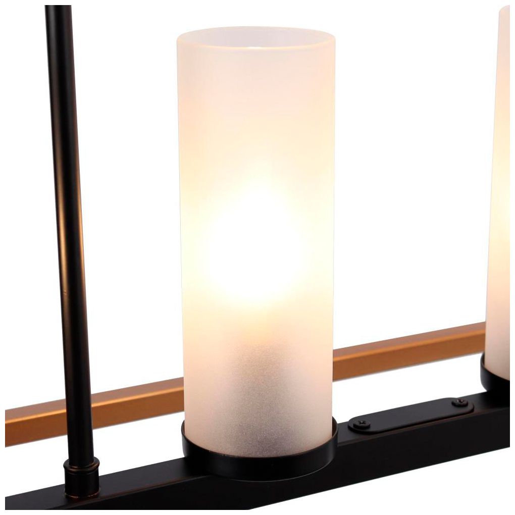 Image 2 4-Light Matte Black and Satin Gold Island Lamp with Frosted Glass more views