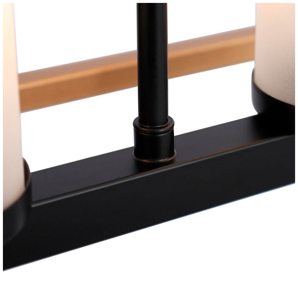 Image 4 4-Light Matte Black and Satin Gold Island Lamp with Frosted Glass more views