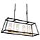4-Light Matte Black and Satin Gold Island Lamp with Seeded Glass