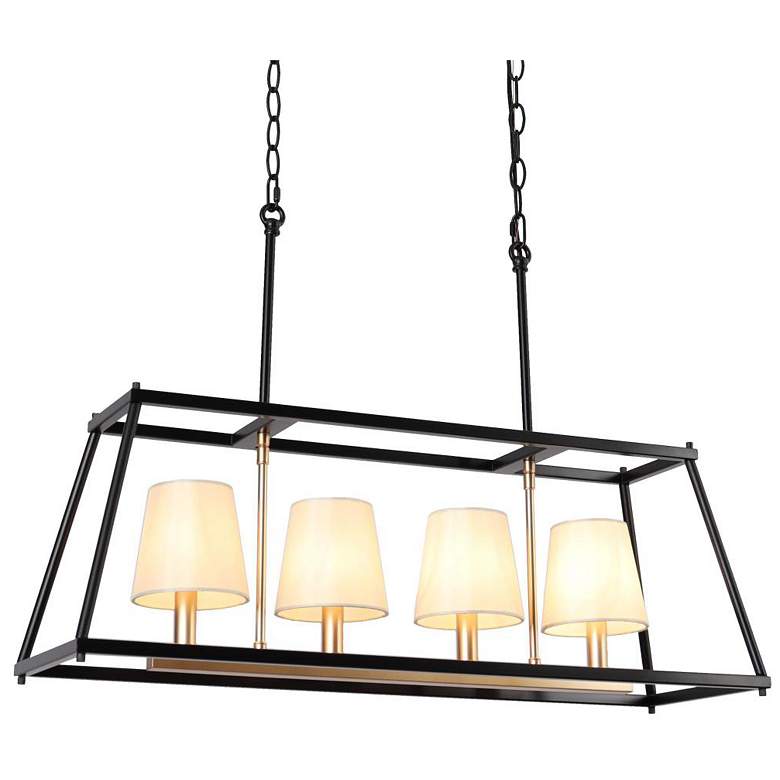 Image 1 4-Light Matte Black and Satin Gold Island Lamp