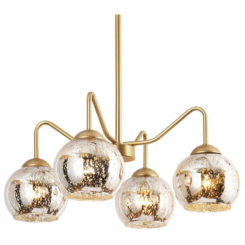 Image 1 4-Light Matte Gold Chandeliers with Mercury Glass
