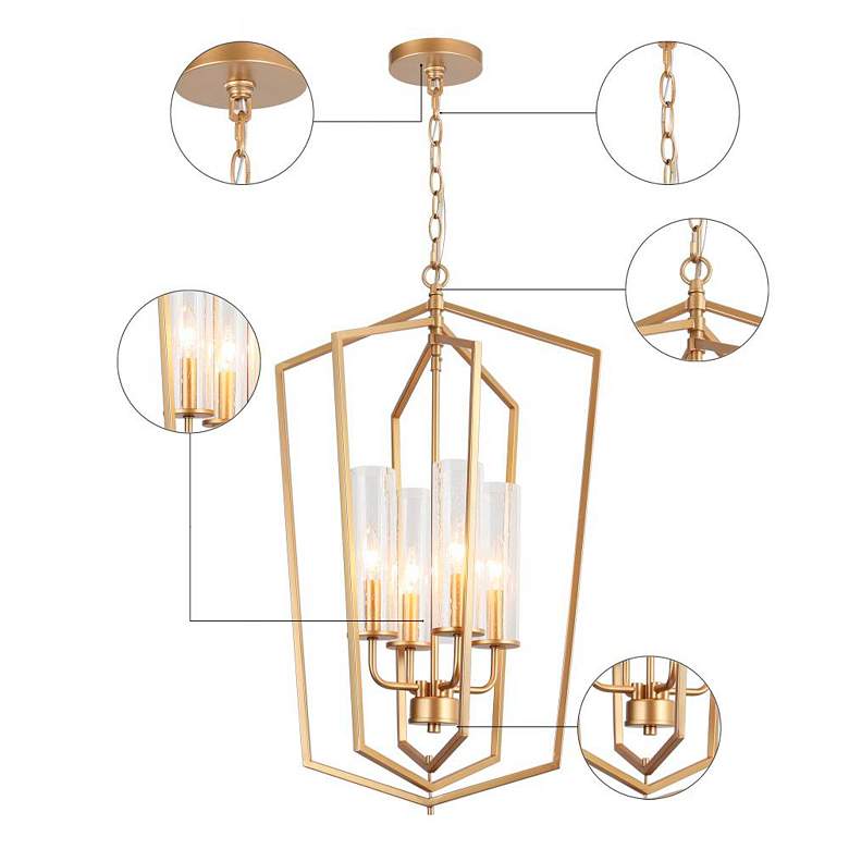 Image 2 4-Light Matte Gold Chandeliers with Seeded Glass more views