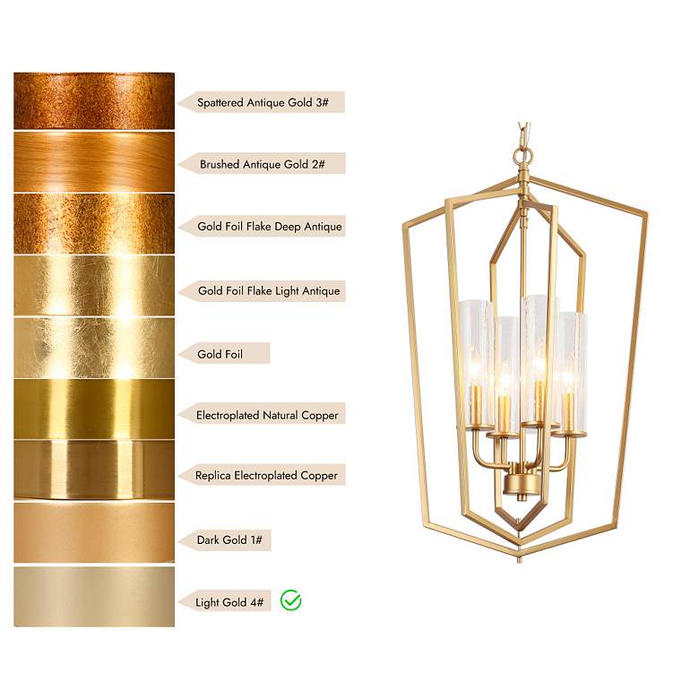 Image 4 4-Light Matte Gold Chandeliers with Seeded Glass more views