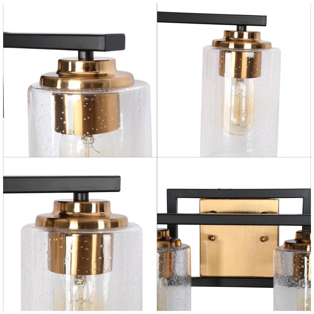 Image 3 4-Light Modern Brass Vanity Light with Seeded Glass more views