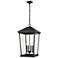 4 Light Outdoor Chain Mount Ceiling Fixture in Black finish