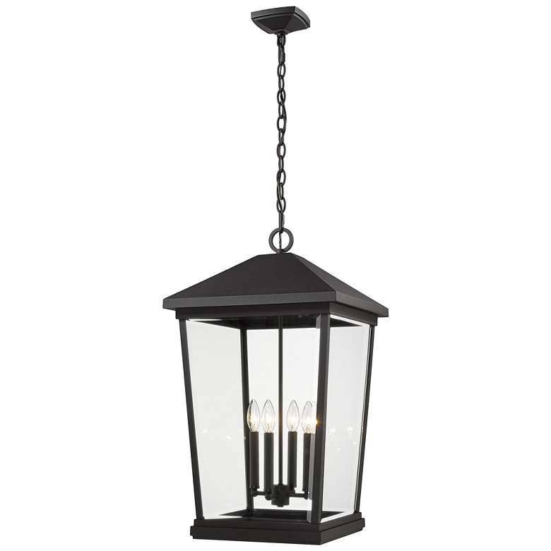 Image 1 4 Light Outdoor Chain Mount Ceiling Fixture in Black finish