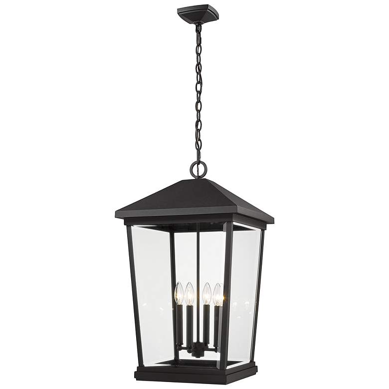 Image 2 4 Light Outdoor Chain Mount Ceiling Fixture in Black finish