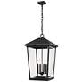 2_4 Light Outdoor Chain Mount Ceiling Fixture in Black finish