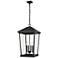 4 Light Outdoor Chain Mount Ceiling Fixture in Black finish