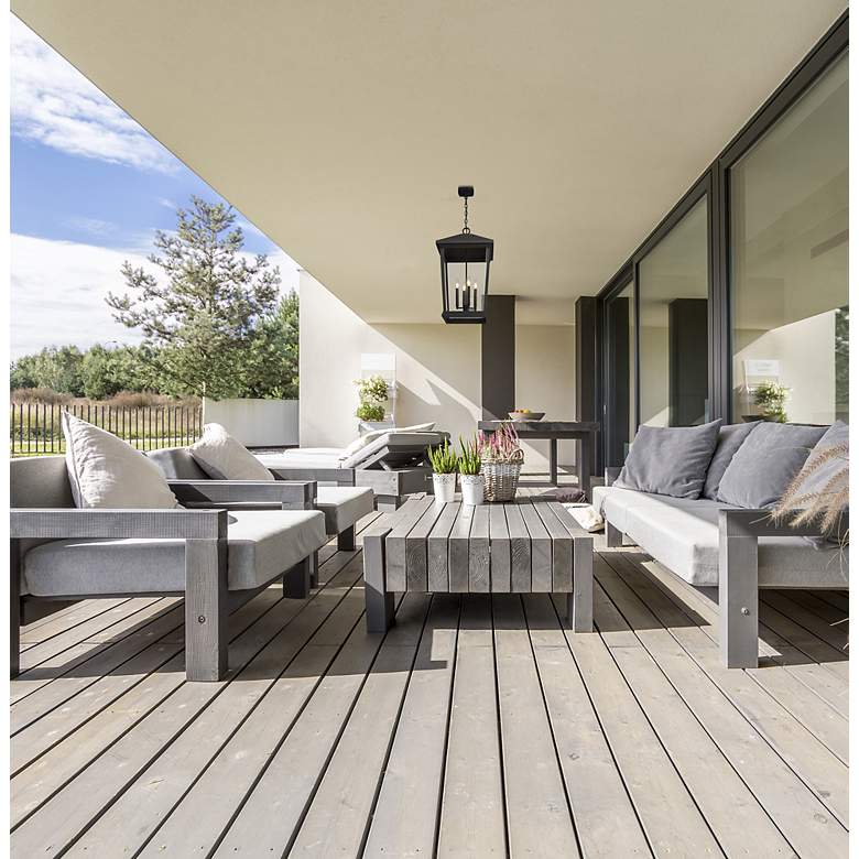 Image 3 4 Light Outdoor Chain Mount Ceiling Fixture in Black finish more views