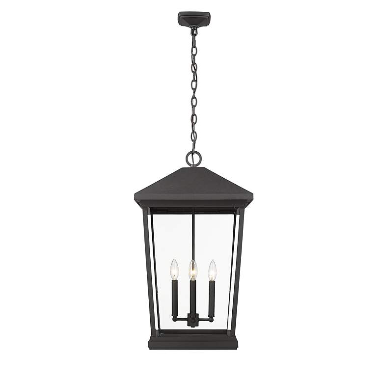 Image 5 4 Light Outdoor Chain Mount Ceiling Fixture in Black finish more views