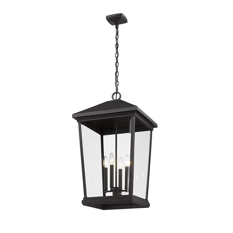 Image 6 4 Light Outdoor Chain Mount Ceiling Fixture in Black finish more views