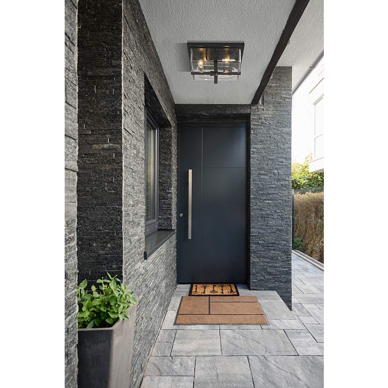 Image 3 4 Light Outdoor Flush Ceiling Mount Fixture in Black Finish more views