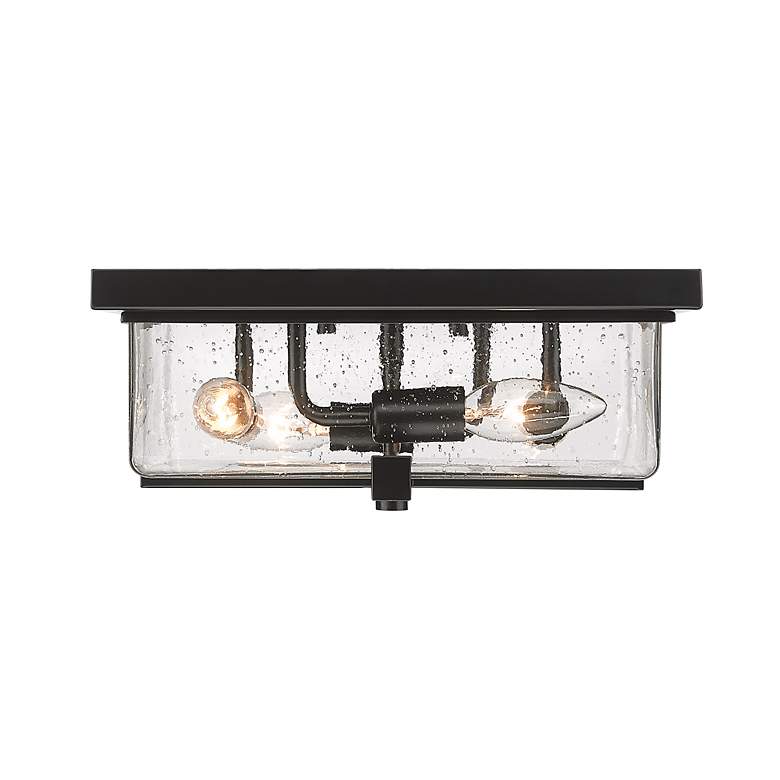 Image 5 4 Light Outdoor Flush Ceiling Mount Fixture in Black Finish more views