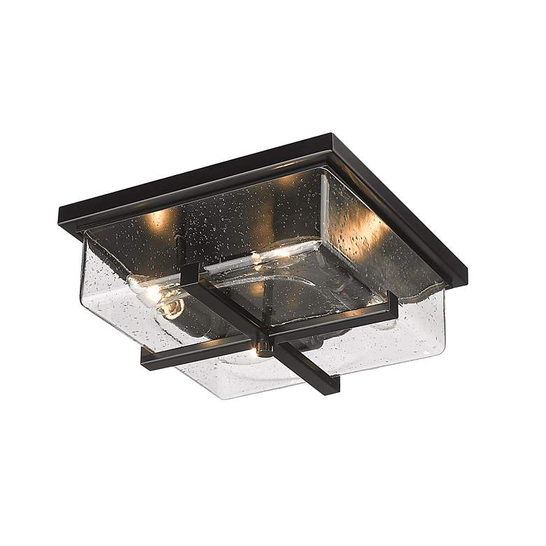 Image 6 4 Light Outdoor Flush Ceiling Mount Fixture in Black Finish more views