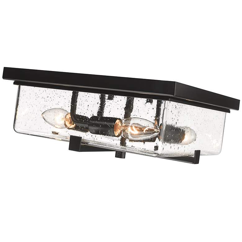 Image 7 4 Light Outdoor Flush Ceiling Mount Fixture in Black Finish more views