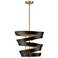 4-Light Pendant in Matte Black with Gold