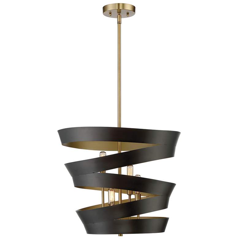 Image 1 4-Light Pendant in Matte Black with Gold