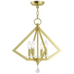 4 Light Polished Brass Mini Chandelier