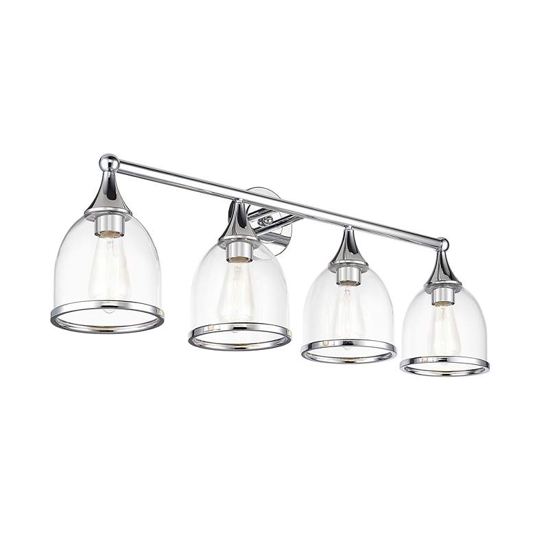 Image 4 4 Light Polished Chrome Large Vanity Sconce with Mouth Blown Clear Glass more views