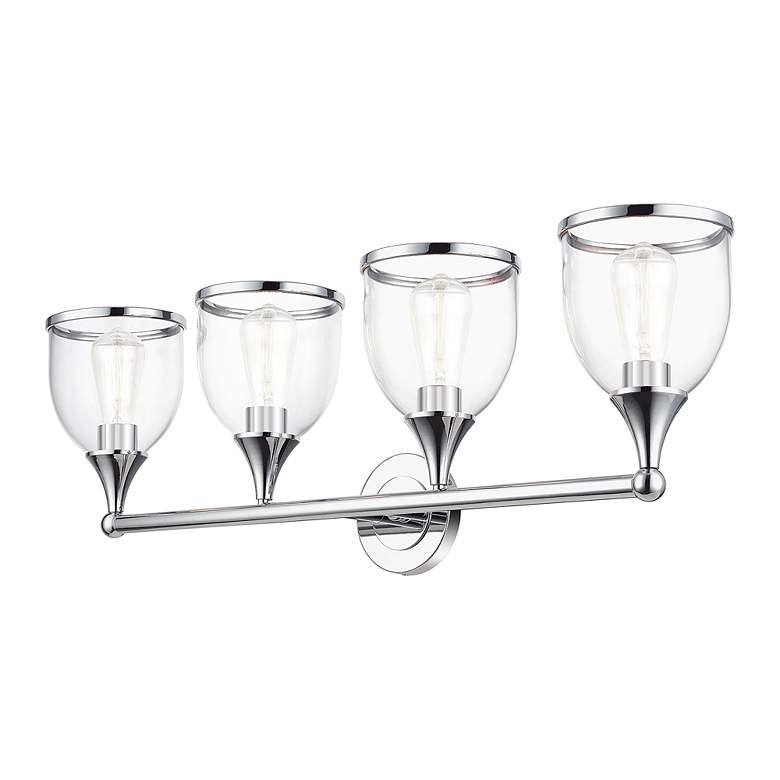 Image 5 4 Light Polished Chrome Large Vanity Sconce with Mouth Blown Clear Glass more views