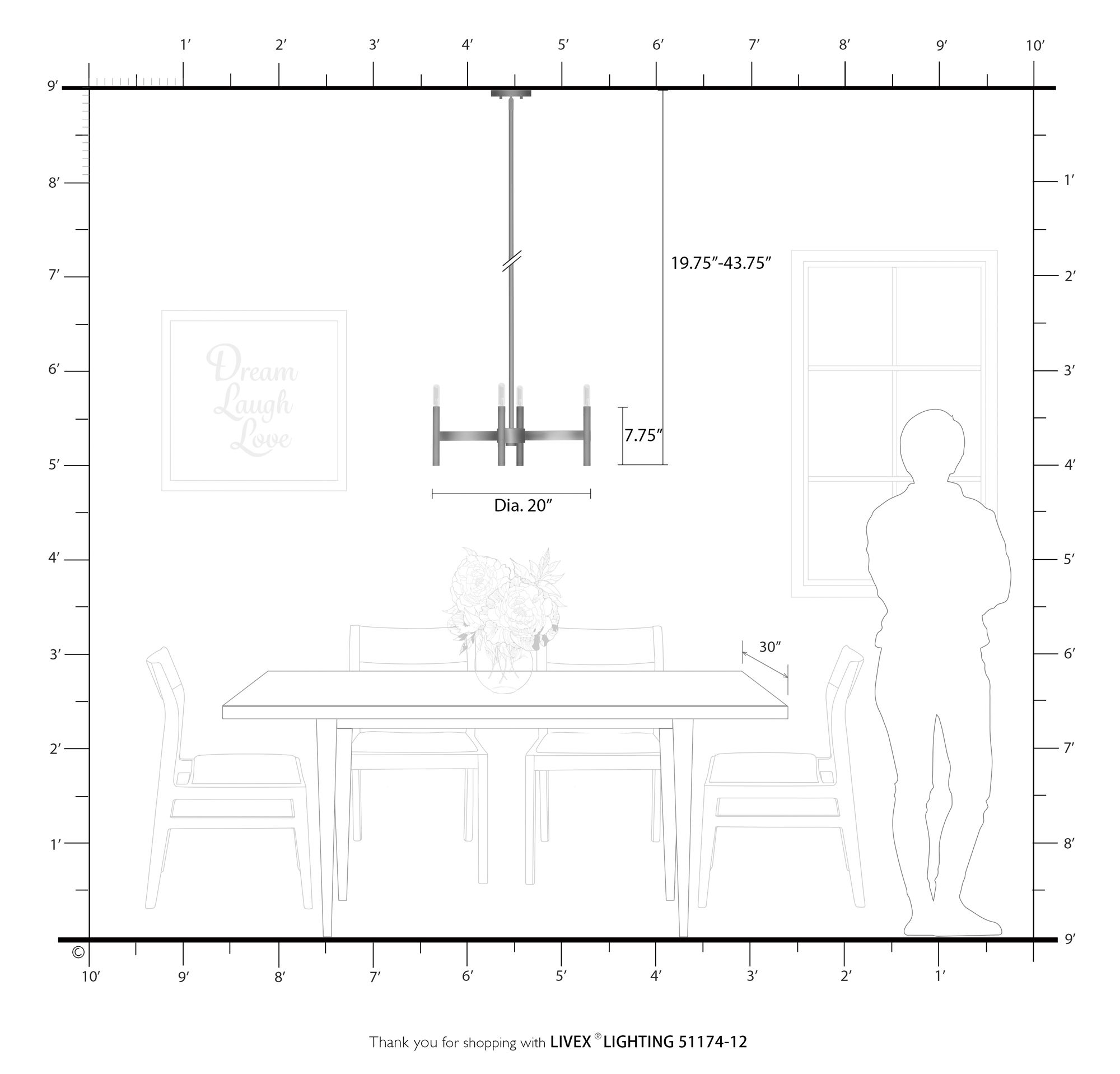 4 Light Satin Brass Chandelier