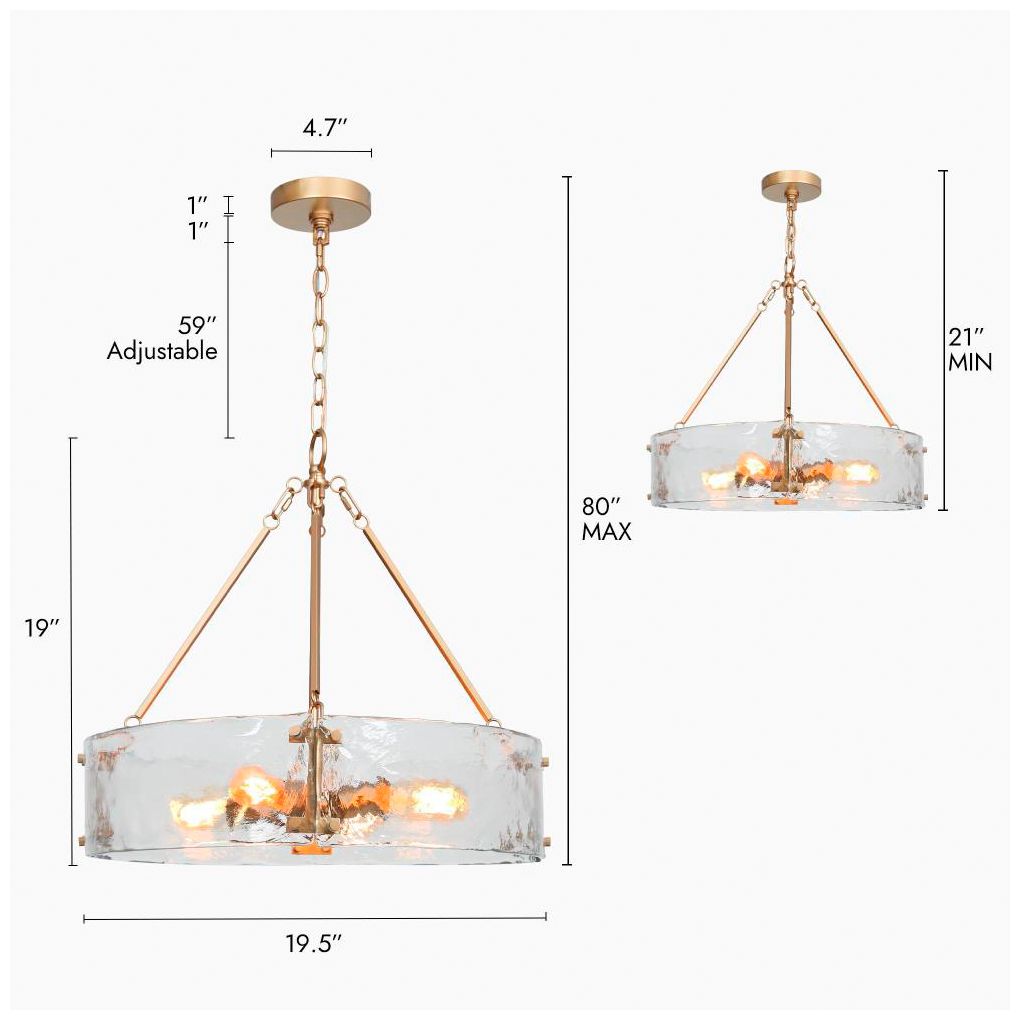 Image 2 4-Light Satin Gold Chandeliers with Ripple Glass more views