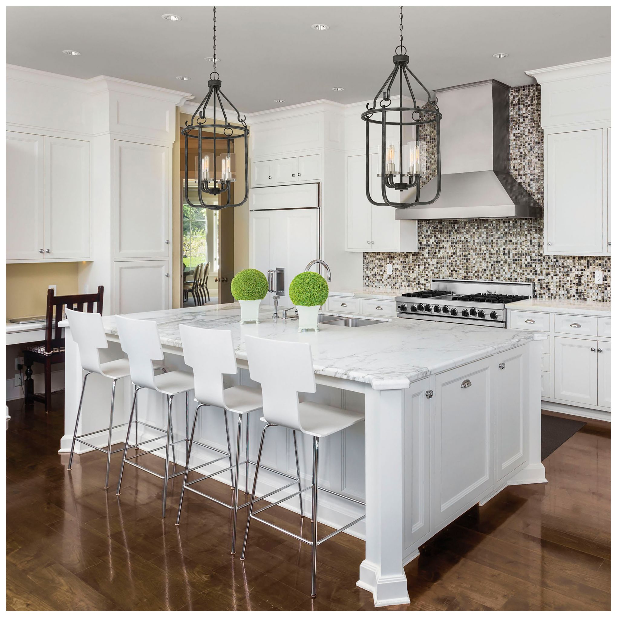 Image 2 4 Light; Sherwood Caged Pendant; Iron Black w/ Brushed Nickel Finish more views