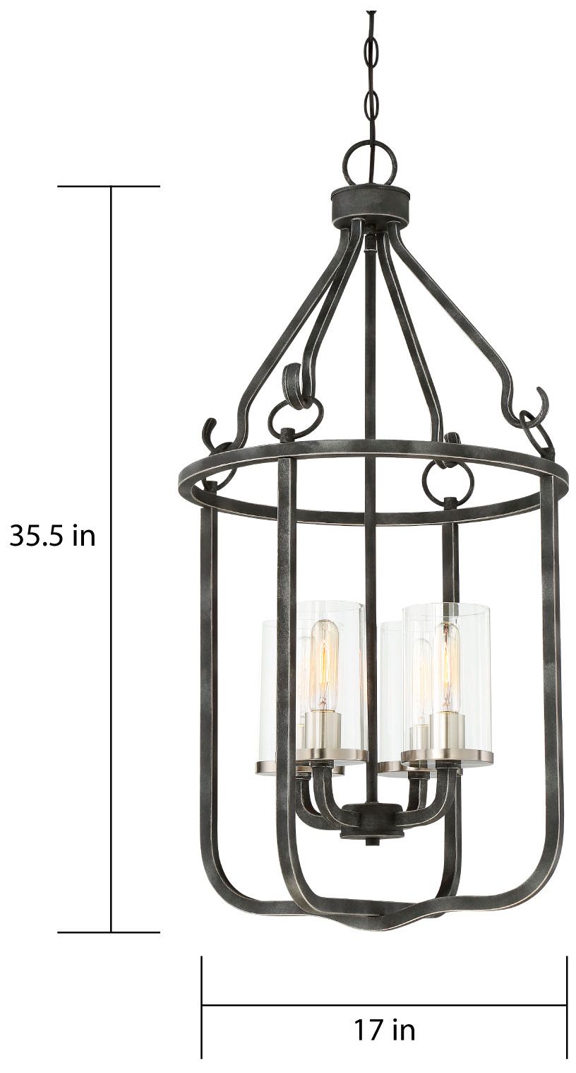 Image 3 4 Light; Sherwood Caged Pendant; Iron Black w/ Brushed Nickel Finish more views