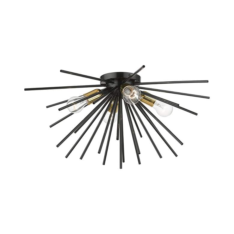 Image 4 4 Light Shiny Black with Polished Brass Accents Large Flush Mount more views