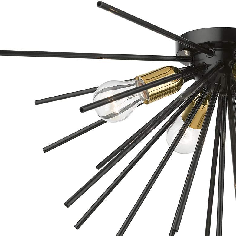 Image 7 4 Light Shiny Black with Polished Brass Accents Large Flush Mount more views