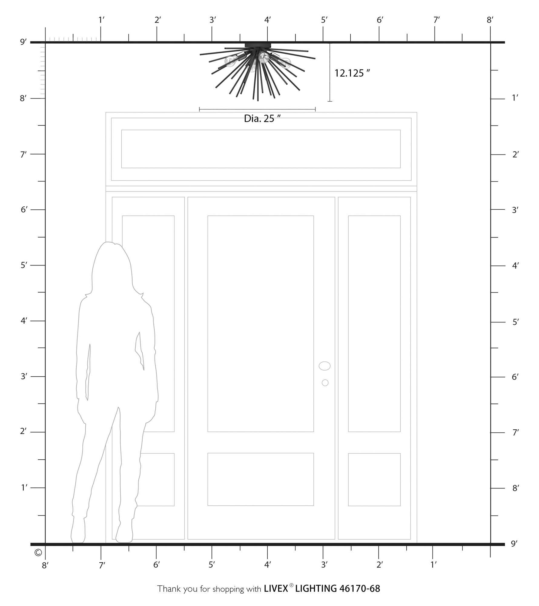 4 Light Shiny Black with Polished Brass Accents Large Flush Mount