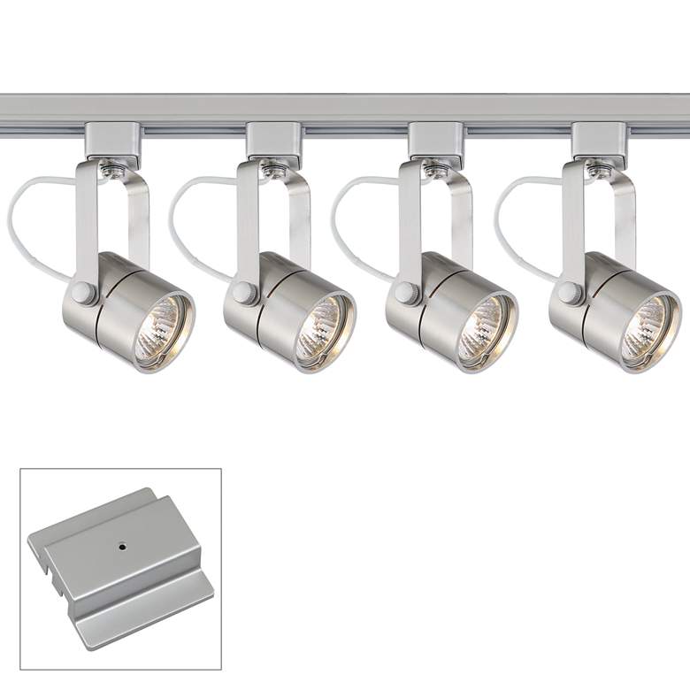 Image 1 4-Light Silver Cylinder LED GU10 Floating Canopy Track Kit