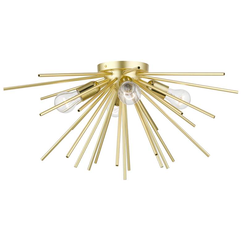 Image 1 4 Light Soft Gold with Polished Brass Accents Large Flush Mount