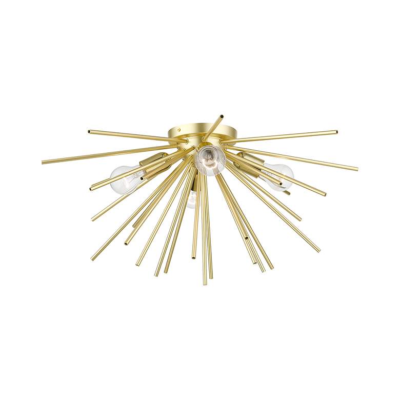 Image 3 4 Light Soft Gold with Polished Brass Accents Large Flush Mount more views