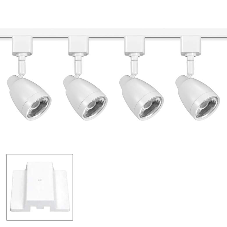 Image 1 4-Light White Cylinder 10 Watt LED Floating Canopy Track Kit
