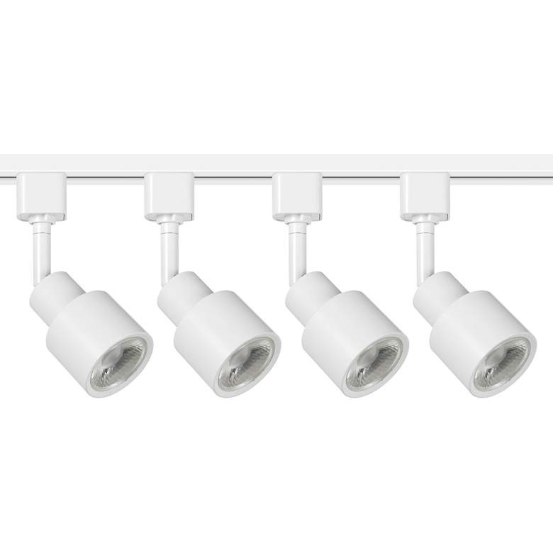 Image 1 4-Light White Cylinder 12 Watt LED Floating Canopy Track Kit
