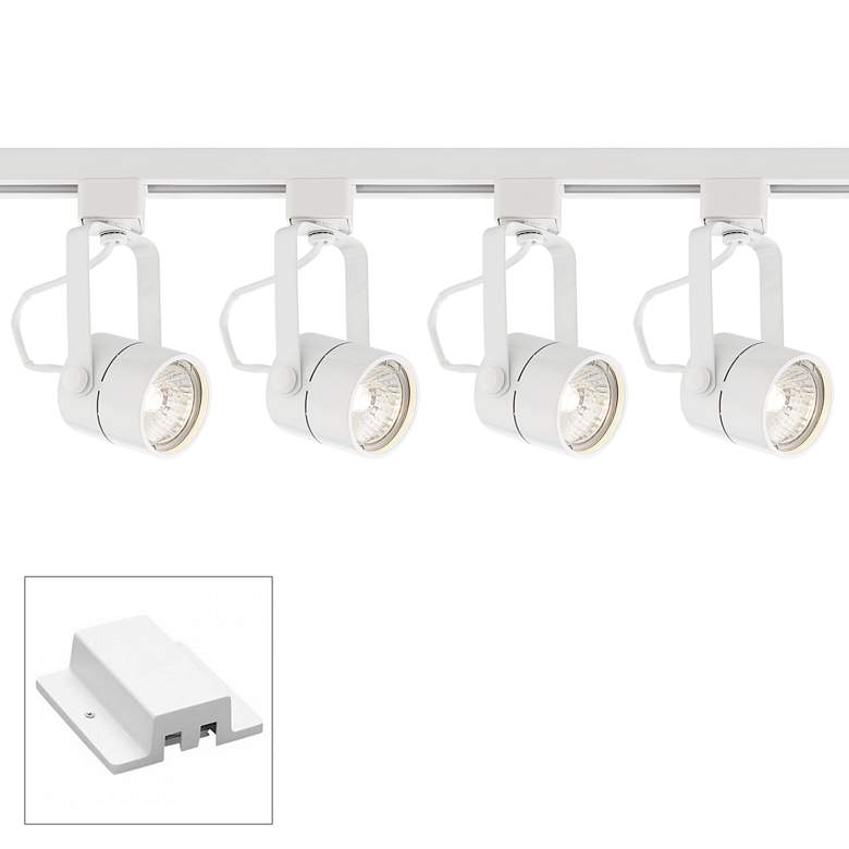 Image 1 4-Light White Cylinder 50 Watt Floating Canopy Track Kit