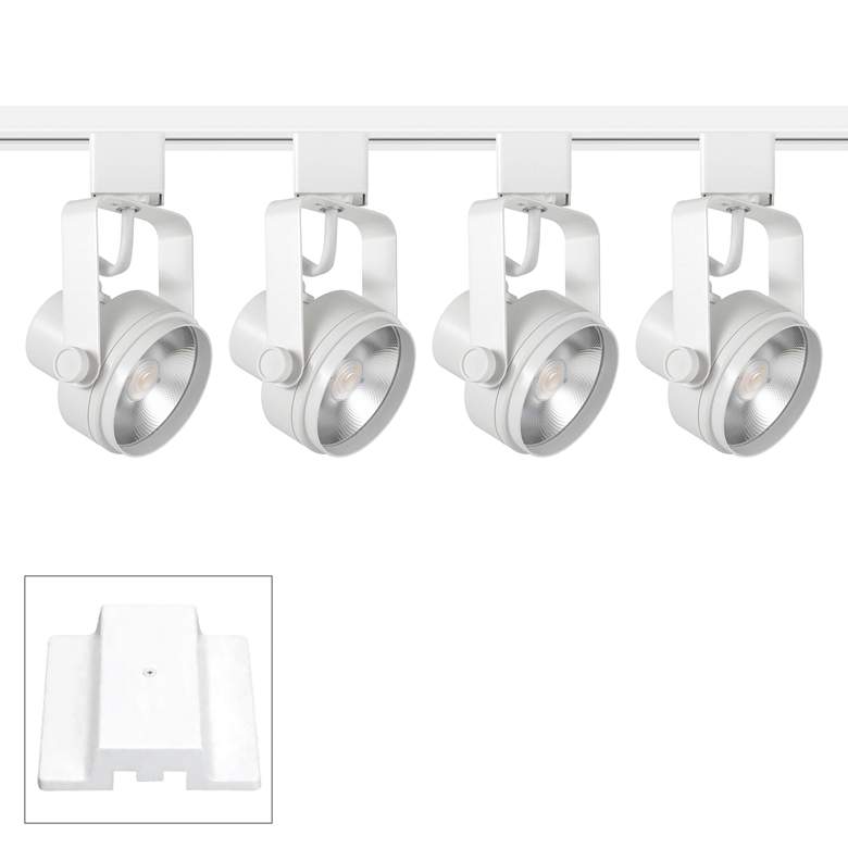 Image 1 4-Light White Round 15 Watt LED Floating Canopy Track Kit
