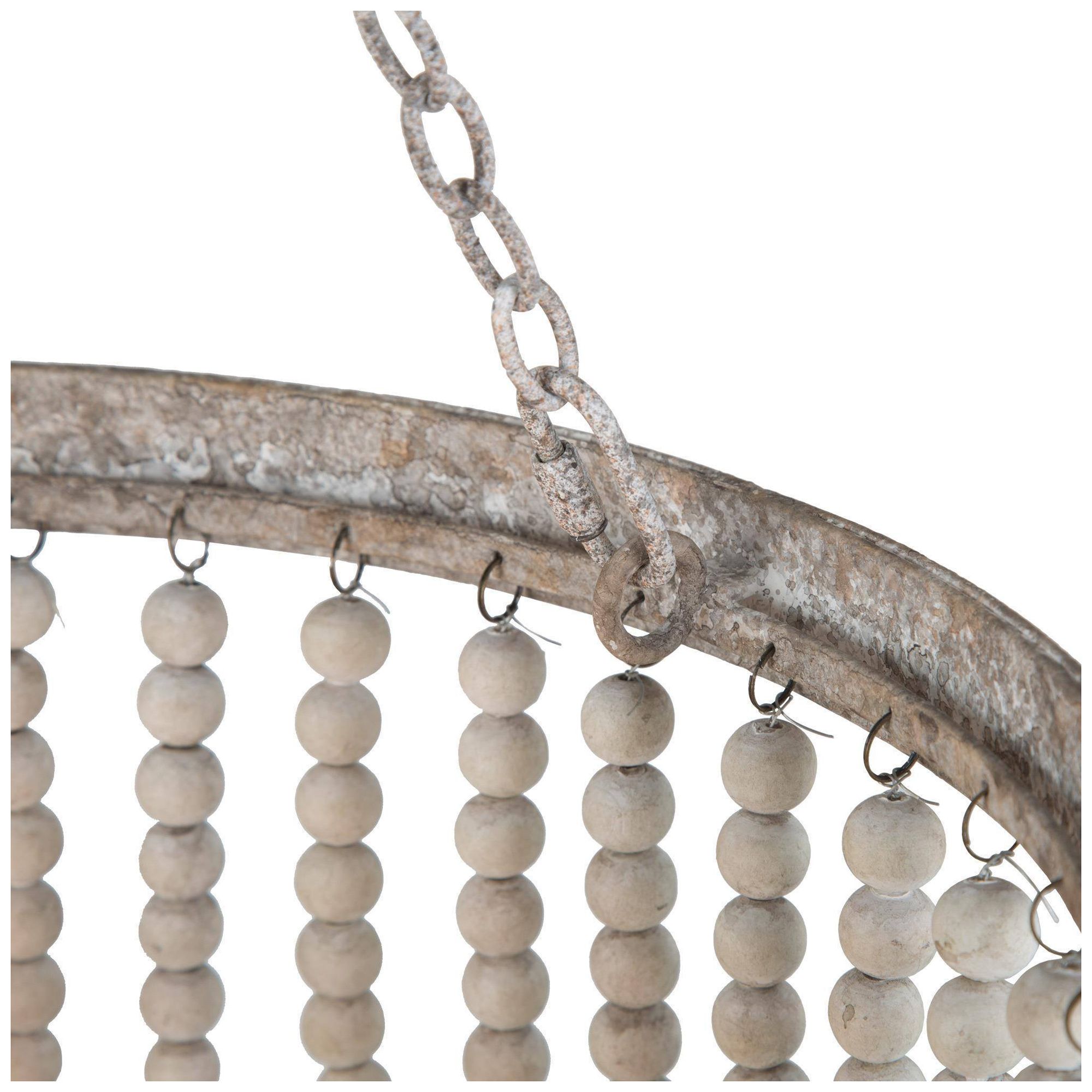 Image 5 4-Lights 15.7" W Rustic Distressed Wood Beads Chandelier more views