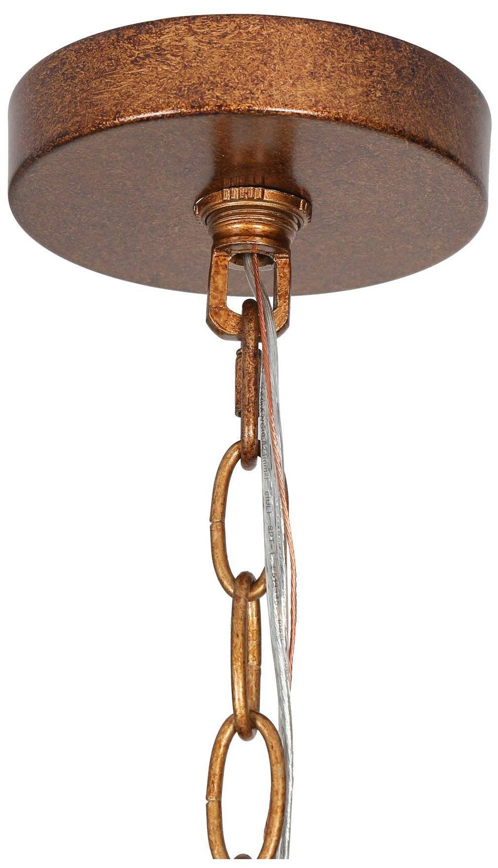 Image 3 4-Lights 17W" Coastal Distressed Brass White Wood Beads Chandelier more views